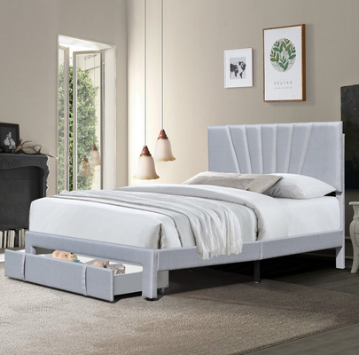 Cuir tapissé normal de tissu de lit de stockage ergonomique avec le tiroir