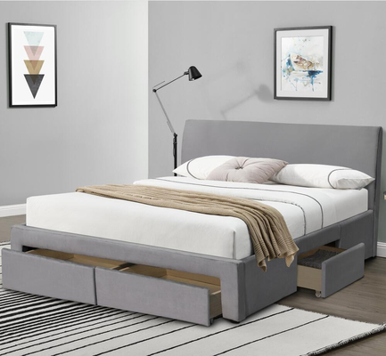 Tiroir 4 caché glissant le certificat de GV de Grey Velvet Fabric de lit de stockage