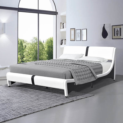 140 x 200 cm LED ont tapissé cuir de noir de lit/blanc de Faux avec la LED