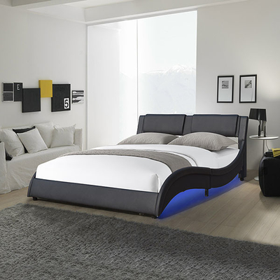 Cadre formé par vague de lit de plate-forme de coussin de cadre de lit de LED avec la lumière réglable de LED
