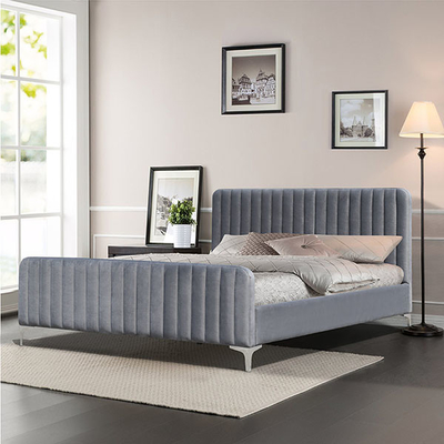 Lit de plate-forme en bois tapissé moderne 160x200cm Grey Color King Size