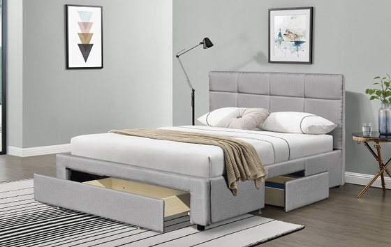 Le cadre Grey Dark Blue Black Linen du Roi Size Upholstered Bed avec dessine