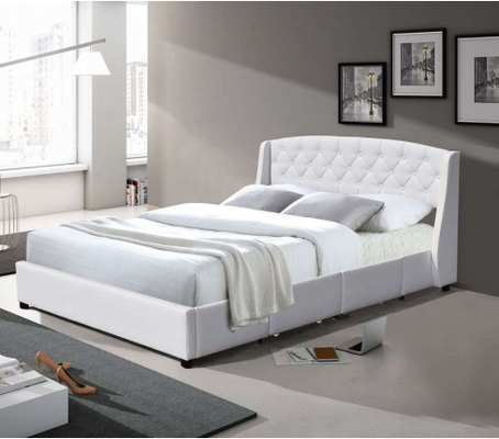 Taille double de lit de rangement en similicuir sectionnel moderne avec tiroirs