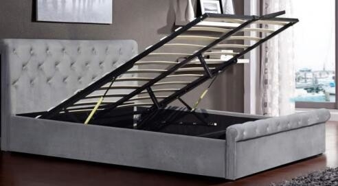 Lit en gros Grey Velvet Upholstered Bed Manufacturer de stockage d'ascenseur de gaz d'économie de l'espace