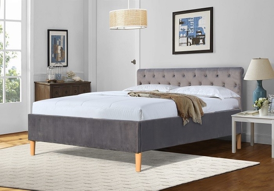 Taille de double de Grey Tufted Upholstered Platform Bed pour les fabricants en gros de lit de chambre à coucher