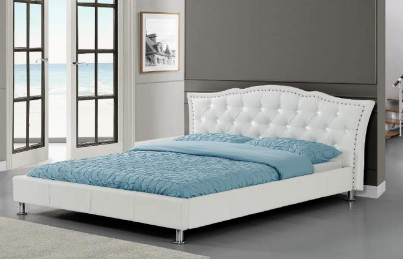 Le lit en cuir de contreplaqué de Faux blanc de Morden encadrent le double Roi simple Size Wholesale