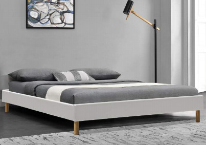 Lumière concise gracieuse Gray Linen Upholstered Bed Frame de conception sans tête de lit