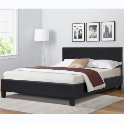 Lit de plate-forme tapissé en cuir de Faux de noir de BSCI avec la tête de lit