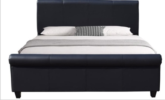 Lit rembourrée noir Lit en faux cuir