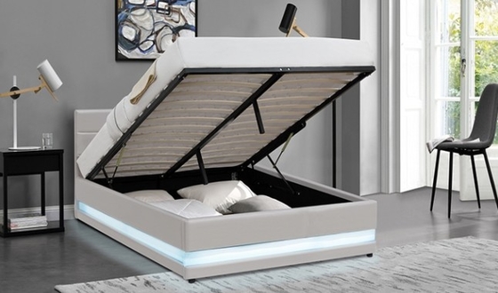 Accueil Meubles grandeur reine Lit plat rembourrée avec lumière LED