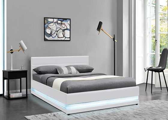 Le double en cuir blanc de stockage d'ascenseur de gaz enfoncent le tissu moderne tapissé avec la lumière de LED