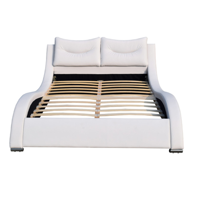 La double taille de tête de lit de lit en cuir de luxe de Faux avec la courbe d'oreiller forment l'unité centrale blanche