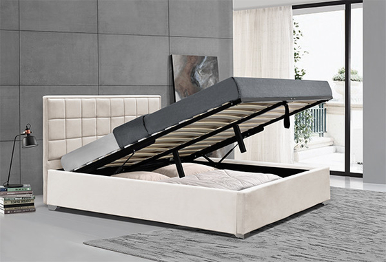 Cadre beige 120x200cm 140x200cm 160x200cm 180x200cm de lit de stockage d'Ottoman de velours de Horwood