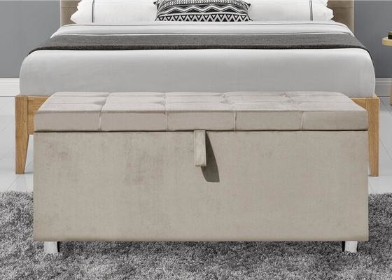 Velours Toy Bench Plush Soft de Chesterfiled Grey Ottoman Storage Box Crushed