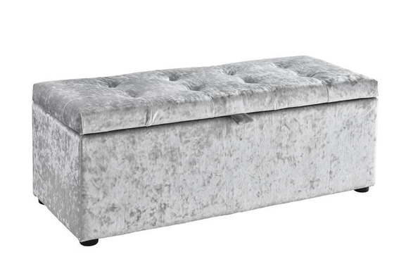 Écrasez la pièce argentée de Toy Box For Bedroom Living de coffre de stockage d'Ottoman de velours