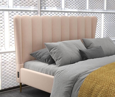 Haute catégorie de tissu de cadre de lit tapissée double par taille avec la tête de lit d'USB