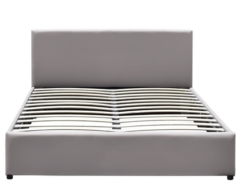 Double tapissé Grey Plywood Faux Leather de lit de stockage d'ascenseur de gaz