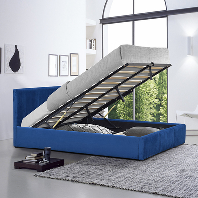 Blue Velvet a tapissé le Roi Size Plywood Material de lit de stockage d'ascenseur de gaz