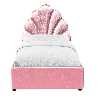 Lit simple de stockage d'ascenseur de gaz de tissu de rose de taille pour la chambre à coucher d'enfants