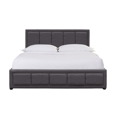 Matériel de contreplaqué de taille de la Reine de lit de Grey Upholstered Gas Lift Storage avec la tête de lit de toile
