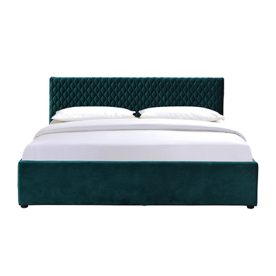Double taille de tissu de tapisserie d'ameublement de lit confortable vert de stockage pour la chambre à coucher