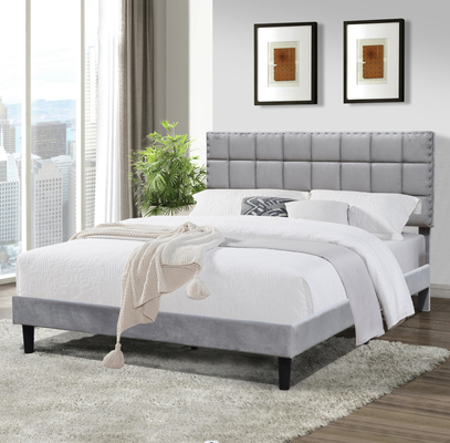 Cadre Grey With Adjustable Headboard Height foncé de lit du Roi Size Upholstered Platform