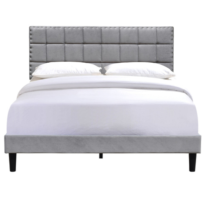 Cadre Grey With Adjustable Headboard Height foncé de lit du Roi Size Upholstered Platform