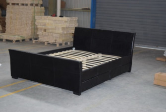 OEM d'ODM tapissé par cadre de lit de plate-forme de tissu de la Reine de Sunny Black Velvet Fabric Bed