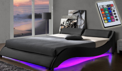 le tissu LED d'unité centrale de 4ft a tapissé des meubles de chambre à coucher d'OEM d'ODM d'Ottoman de cadre de lit