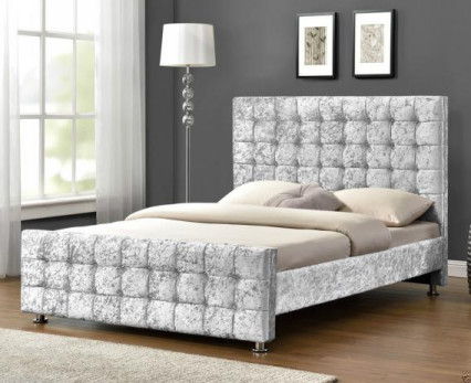 Certificat d'EMC de cadre de lit de tissu de velours d'écrasement de lit grand gris tapissé par OEM