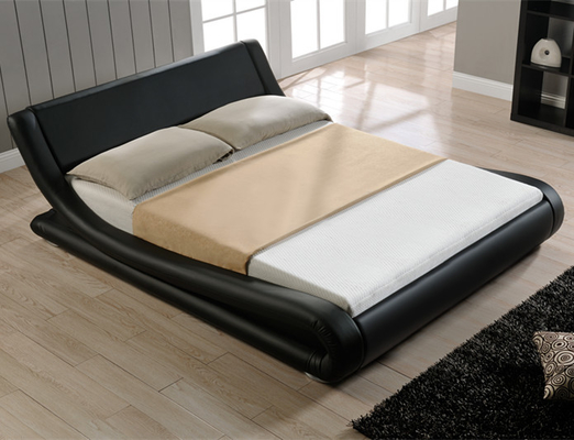 Lit de tissu tapissé par velours en cuir de Curshed de Faux avec la tête de lit de lumière de LED