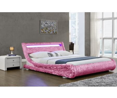 Lit de tissu tapissé par velours en cuir de Curshed de Faux avec la tête de lit de lumière de LED