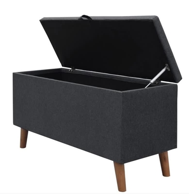 Tabouret pliable foncé de stockage de Grey Fabric Storage Ottoman Hidden