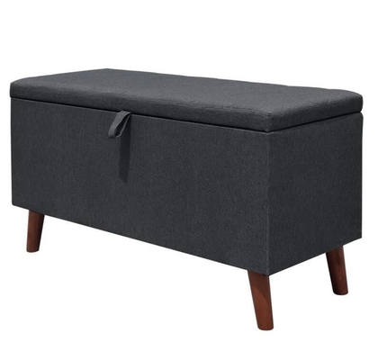 Tabouret pliable foncé de stockage de Grey Fabric Storage Ottoman Hidden