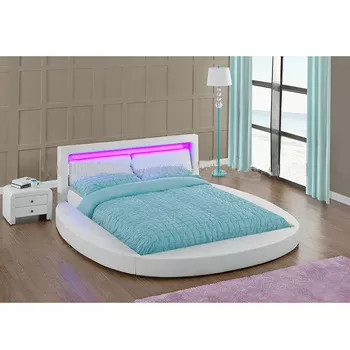 Reine moderne/lit de plate-forme rond normal romantique avec la lumière de LED