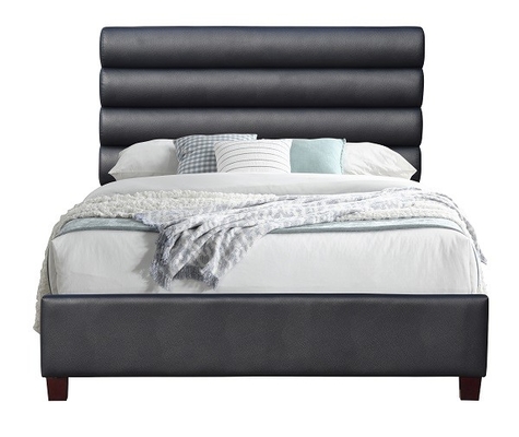 Le Roi tapissé par tissu de toile noir Size Bedroom Funiture du cadre 6ft de lit