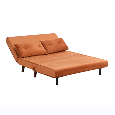 Petit double Daybed de roulette de Sofa Bed Orange Velvet Upholstered de pliage de 2 Seater