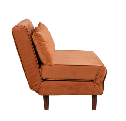 Petit double Daybed de roulette de Sofa Bed Orange Velvet Upholstered de pliage de 2 Seater