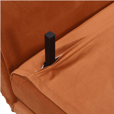 Petit double Daybed de roulette de Sofa Bed Orange Velvet Upholstered de pliage de 2 Seater