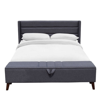 Bois durable Grey Slat de cadre du Roi Size Upholstered Bed d'Ottoman de stockage