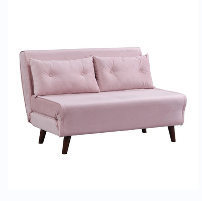 Tri velours rose tapissé pliable Sofa Bed Chair de Seater du Daybed 2 de roulette