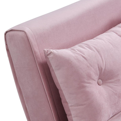 Tri velours rose tapissé pliable Sofa Bed Chair de Seater du Daybed 2 de roulette