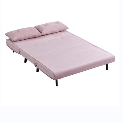 Tri velours rose tapissé pliable Sofa Bed Chair de Seater du Daybed 2 de roulette