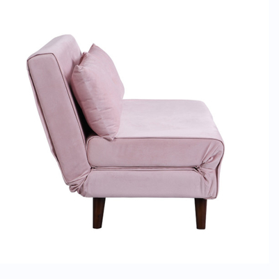 Tri velours rose tapissé pliable Sofa Bed Chair de Seater du Daybed 2 de roulette