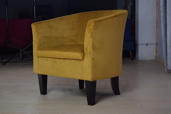 Pieds en bois de peluche de velours de baquet de structure de bois moderne jaune de fauteuil pour le salon de bureau