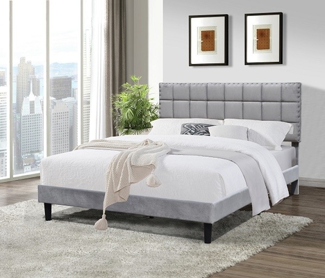 Cadre Grey With Adjustable Headboard Height foncé de lit tapissé par taille de la Reine
