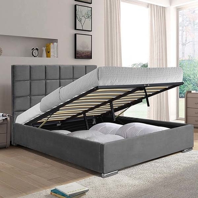 Lit foncé 140x190cm de Grey Velvet Queen Lift Storage avec élever le matelas