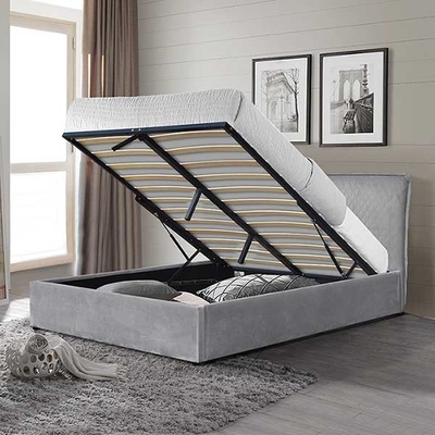 L'unité centrale légère de lit de stockage de Grey King Size Gas Lift garnissent en cuir avec la double tête de lit d'oreiller
