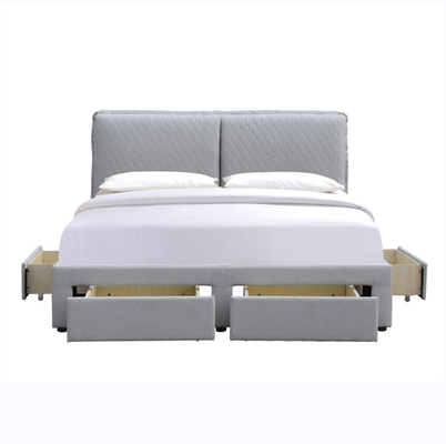 Double tête de lit légère d'airbag de Grey Linen Tufted Storage Bed 180x200cm avec quatre tiroirs
