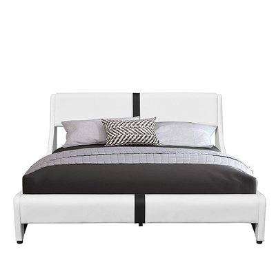 140 x 200 cm LED ont tapissé cuir de noir de lit/blanc de Faux avec la LED